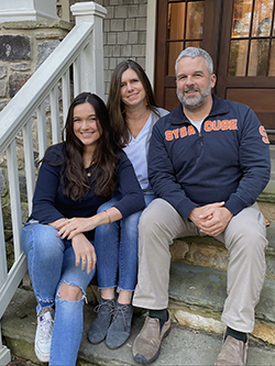 Tara ’93 and TJ Maher with their oldest daughter, Kylie ’20The Maher Family