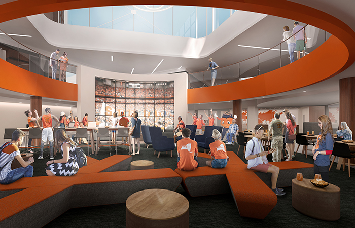 Schine Student Center atrium rendering