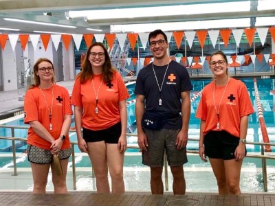Life guards standing by the pool