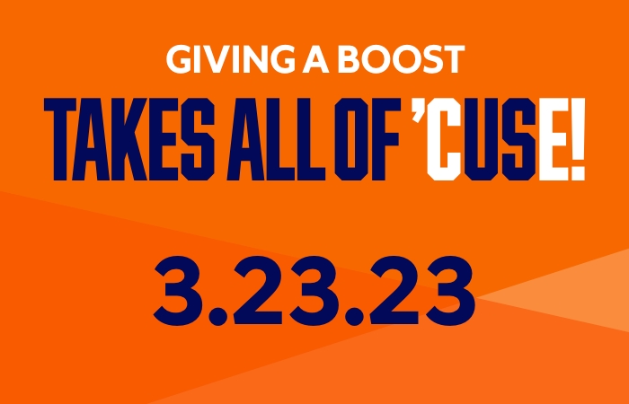 Giving a Boost takes all of Cuse 3-23-2023 banner
        				